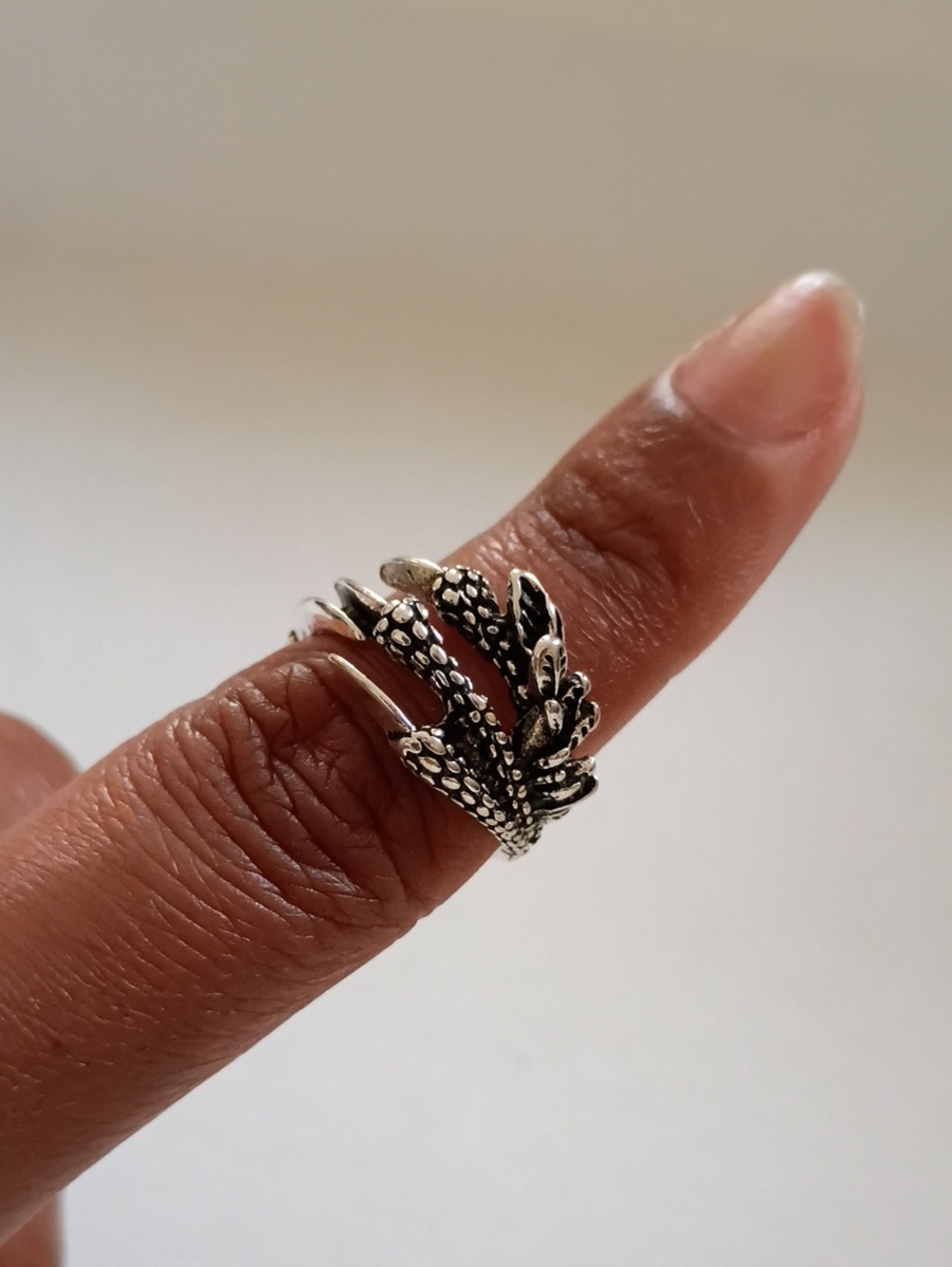 Silver Tone Leaf Wrap Ring Textured Nature Statement Band Men’s Size 8